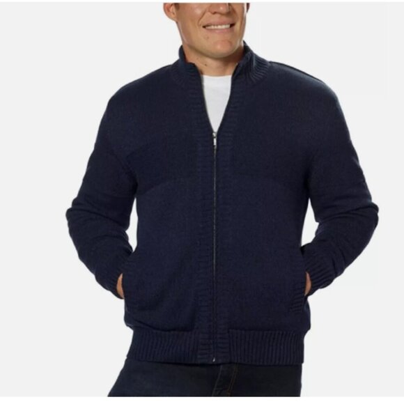Boston Traders Charcoal Grey Sherpa Lined Full-Zip Sweater - Size L - Picture 1 of 11
